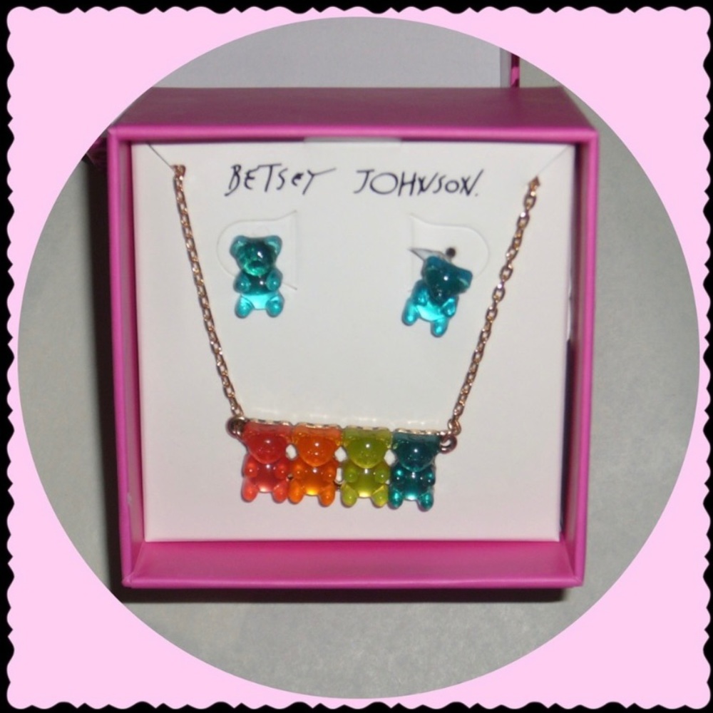 🇺🇸 Betsey Johnson Gummy Bear Necklace Earrings